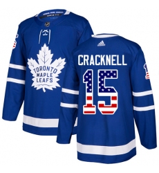 Youth Adidas Toronto Maple Leafs #15 Adam Cracknell Authentic Royal Blue USA Flag Fashion NHL Jersey