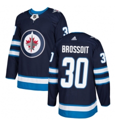 Men's Adidas Winnipeg Jets #30 Laurent Brossoit Premier Navy Blue Home NHL Jersey
