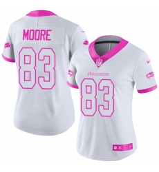 Women's Nike Seattle Seahawks #83 David Moore Limited White Pink Rush Fashion NFL Jersey