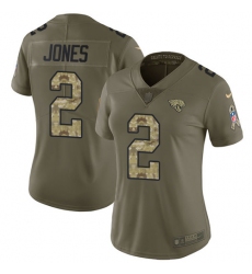 Women's Nike Jacksonville Jaguars #2 Landry Jones Limited Olive Camo 2017 Salute to Service NFL Jersey