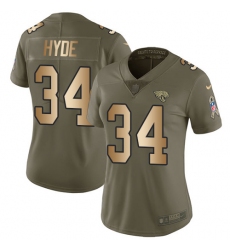 Women's Nike Jacksonville Jaguars #34 Carlos Hyde Limited Olive Gold 2017 Salute to Service NFL Jersey