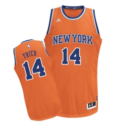 Men's Adidas New York Knicks #14 Allonzo Trier Swingman Orange Alternate NBA Jersey