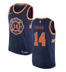 Men's Nike New York Knicks #14 Allonzo Trier Swingman Navy Blue NBA Jersey - City Edition