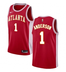 Men's Nike Atlanta Hawks #1 Justin Anderson Authentic Red NBA Jersey Statement Edition