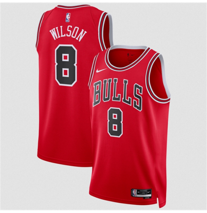 Men's Chicago Bulls #8 Caleb Wilson Red 2026 Draft Icon Edition Stitched Basketball Jersey