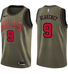 Men's Nike Chicago Bulls #9 Antonio Blakeney Swingman Green Salute to Service NBA Jersey