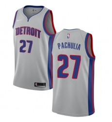 Men's Nike Detroit Pistons #27 Zaza Pachulia Swingman Silver NBA Jersey Statement Edition