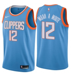 Men's Nike Los Angeles Clippers #12 Luc Mbah a Moute Swingman Blue NBA Jersey - City Edition