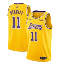Men's Nike Los Angeles Lakers #11 Michael Beasley Swingman Gold NBA Jersey - Icon Edition