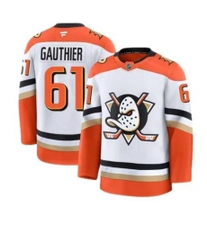 Men'S Anaheim Ducks #61 Cutter Gauthier Fanatics Branded Away White Premium Stitched Jersey