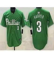 Men's Philadelphia Phillies #3 Bryce Harper Green Limited Stitched Jersey