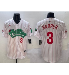 Mens Philadelphia Phillies #3 Bryce Harper White Phanatic Limited Stitched Jersey