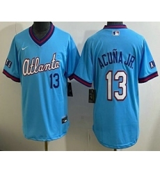 Youth Atlanta Braves #13 Ronald Acuna Jr Light Blue 2026 City Connect Stadium Jersey
