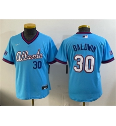 Youth Atlanta Braves #30 Drake Baldwin Powder Blue 2026 City Connect Stadium Stitched Baseball Jersey