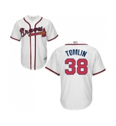 Men's Atlanta Braves #38 Josh Tomlin Replica White Home Cool Base Baseball Jersey