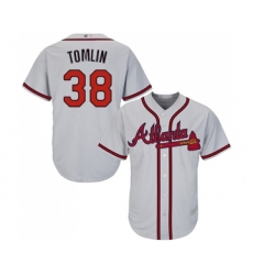Youth Atlanta Braves #38 Josh Tomlin Replica Grey Road Cool Base Baseball Jersey
