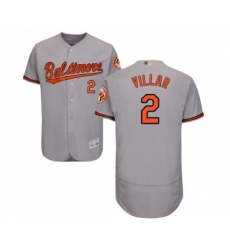 Men's Baltimore Orioles #2 Jonathan Villar Grey Road Flex Base Authentic Collection Baseball