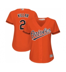 Women's Baltimore Orioles #2 Jonathan Villar Replica Orange Alternate Cool Base Baseball Jersey