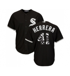 Men's Chicago White Sox #41 Kelvin Herrera Authentic Black Team Logo Fashion Cool Base Baseball Jersey