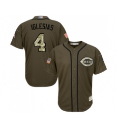 Men's Cincinnati Reds #4 Jose Iglesias Authentic Green Salute to Service Baseball Jersey
