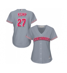 Women's Cincinnati Reds #27 Matt Kemp Replica Grey Road Cool Base Baseball Jersey