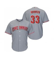 Youth Cincinnati Reds #33 Jesse Winker Replica Grey Road Cool Base Baseball Jersey