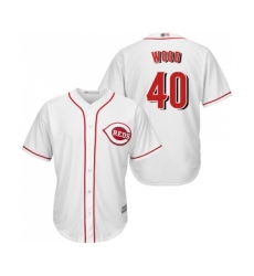 Men's Cincinnati Reds #40 Alex Wood Replica White Home Cool Base Baseball Jersey