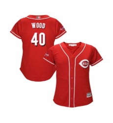 Women's Cincinnati Reds #40 Alex Wood Replica Red Alternate Cool Base Baseball Jersey