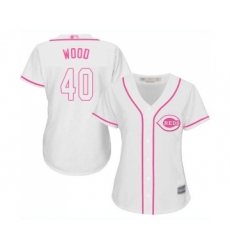 Women's Cincinnati Reds #40 Alex Wood Replica White Fashion Cool Base Baseball Jersey