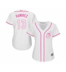 Women's Cleveland Indians #13 Hanley Ramirez Replica White Fashion Cool Base Baseball Jersey