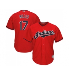 Men's Cleveland Indians #17 Brad Miller Replica Scarlet Alternate 2 Cool Base Baseball Jersey