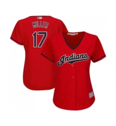 Women's Cleveland Indians #17 Brad Miller Replica Scarlet Alternate 2 Cool Base Baseball Jersey