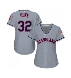 Women's Cleveland Indians #32 Zach Duke Replica Grey Road Cool Base Baseball Jersey