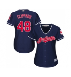 Women's Cleveland Indians #48 Tyler Clippard Replica Navy Blue Alternate 1 Cool Base Baseball Jersey