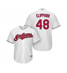Youth Cleveland Indians #48 Tyler Clippard Replica White Home Cool Base Baseball Jersey