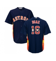 Men's Houston Astros #16 Aledmys Diaz Authentic Navy Blue Team Logo Fashion Cool Base Baseball Jersey