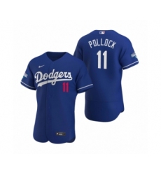 Men's Los Angeles Dodgers #11 A.J. Pollock Royal 2020 World Series Champions Authentic Jersey