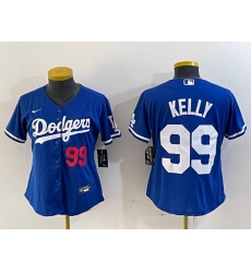 Women's Los Angeles Dodgers #99 Joe Kelly Number Blue Stitched Cool Base Nike Jersey