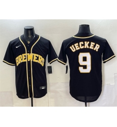 Men's Milwaukee Brewers #9 Bob Uecker 2026 Fashion Replica Black Out Stitched Baseball Jersey