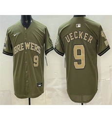 Men's Milwaukee Brewers #9 Bob Uecker Olive 2026 Armed Forces Day Jersey