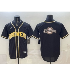 Men's Milwaukee Brewers Team Big Logo 2026 Fashion Replica Black Out Stitched Baseball Jersey