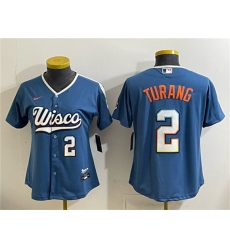 Youth Milwaukee Brewers #2 Brice Turang Mineral Blue 2026 City Connect Stadium Stitched Baseball Jersey