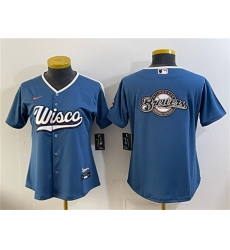 Youth Milwaukee Brewers Team Big Logo Mineral Blue 2026 City Connect Stadium Stitched Jersey