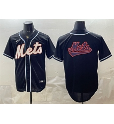 Men's New York Mets Team Big Logo 2026 Fashion Replica Black Out Stitched Baseball Jersey