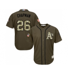 Men's Oakland Athletics #26 Matt Chapman Authentic Green Salute to Service Baseball Jersey