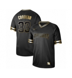 Men's San Diego Padres #33 Franchy Cordero Authentic Black Gold Fashion Baseball Jersey