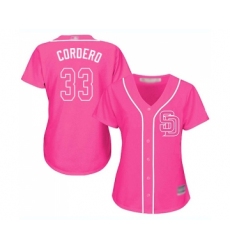 Women's San Diego Padres #33 Franchy Cordero Replica Pink Fashion Cool Base Baseball Jersey
