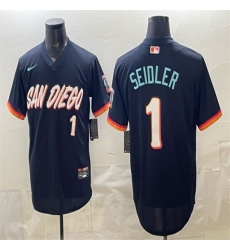 Men's San Diego Padres #1 Peter Seidler Obsidian 2026 City Connect Stadium Stitched Baseball Jersey