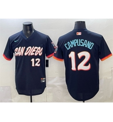 Men's San Diego Padres #12 Luis Campusano Obsidian 2026 City Connect Stadium Stitched Baseball Jersey