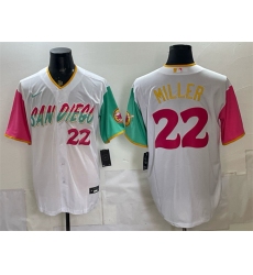 Men's San Diego Padres #22 Mason Miller 2022 White City Connect Cool Base Stitched Baseball Jersey